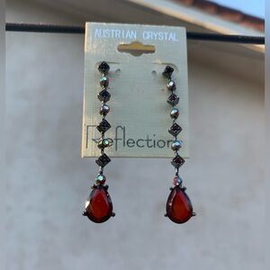 “New” Vintage Austrian Crystal Earrings.  2 1/2” Drop